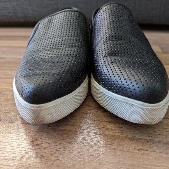 Black Vince Blair Slip On Sneakers with Perforated Leather - Picture 4 of 7